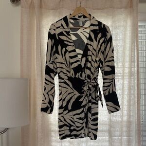 H&M Black and Cream Midi Dress